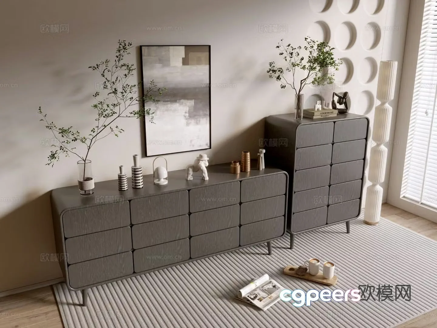 Modern entryway cabinet side cabinet 3d model