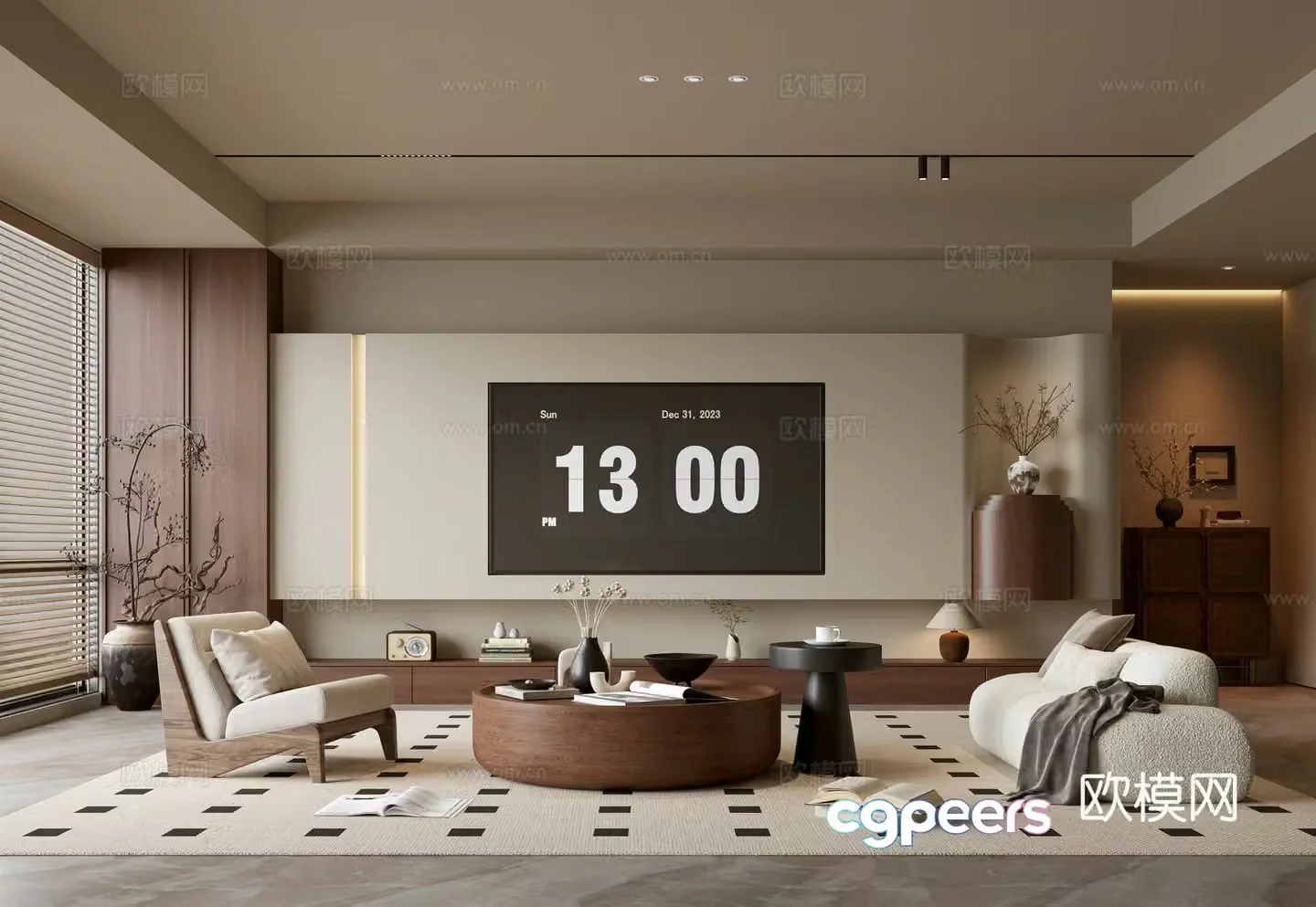 Wabi-sabi living room 3d model