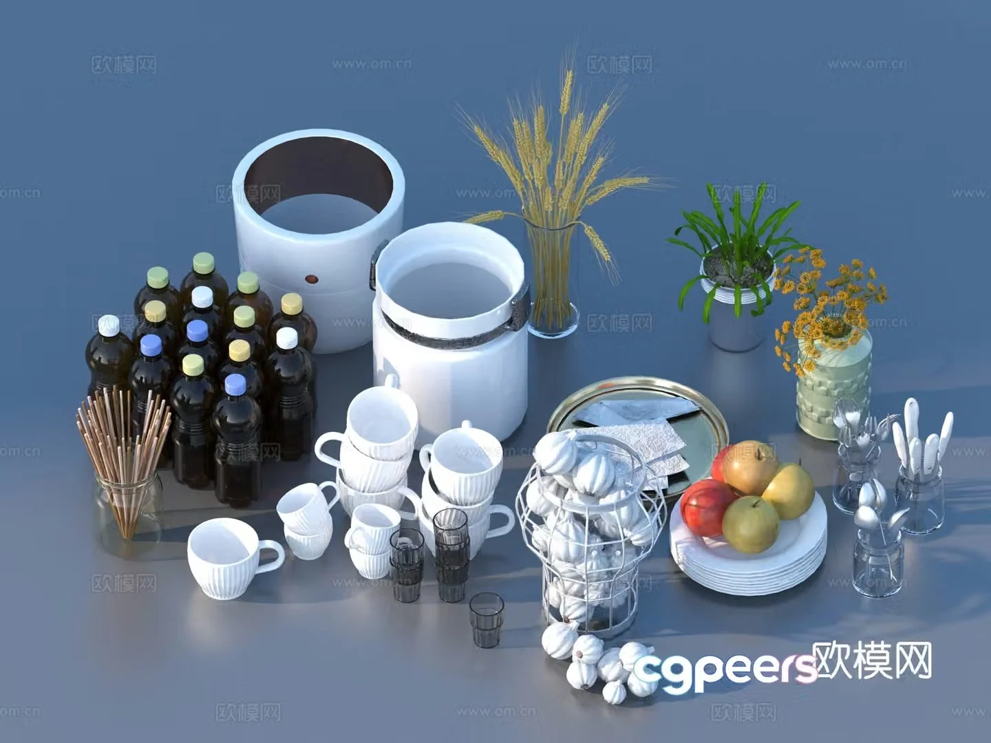 Tableware Bowl Plate Kitchen Utensils Daily necessities 3D Model