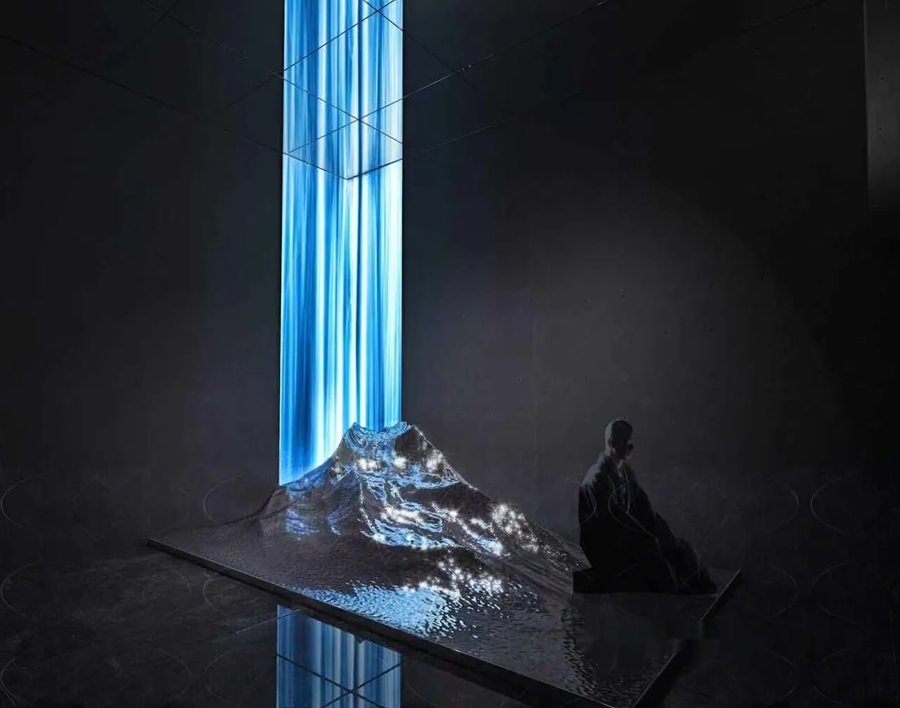 A Digital Rendering Of A Mountain And A Person 3D Model – 3193 – VRAY Render