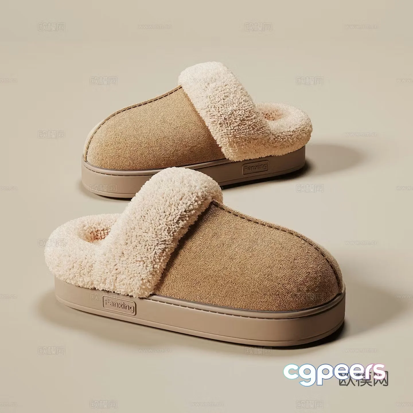 Modern cotton slippers 3d model