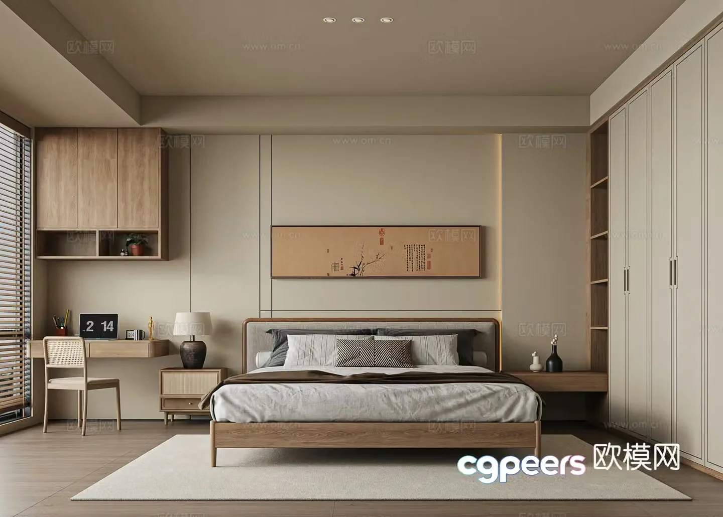New Chinese style bedroom Song style aesthetic bedroom 3D model