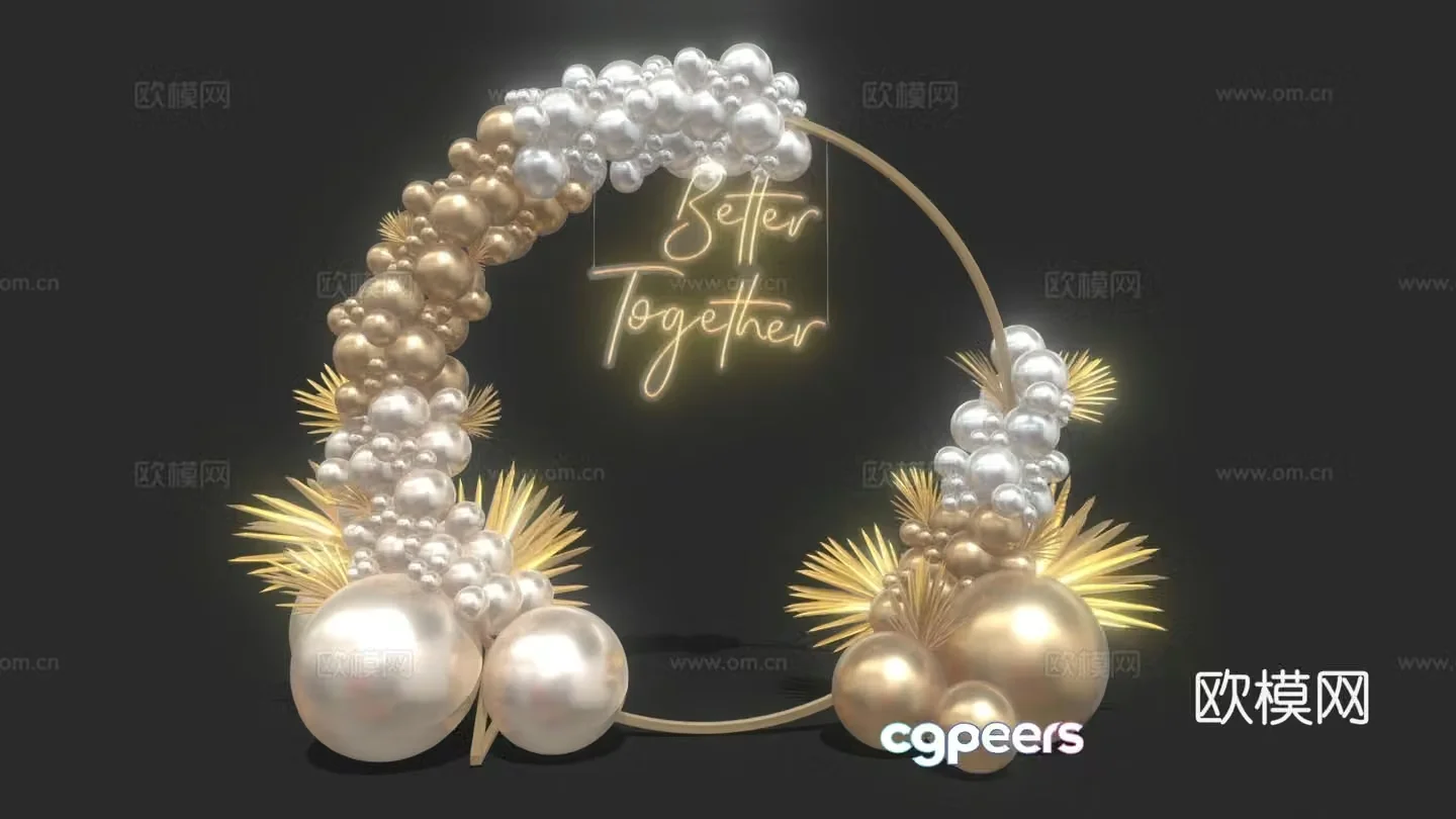 Modern check-in wall Internet celebrity check-in points group photo wall Meichen art installation Signature wall 3D model