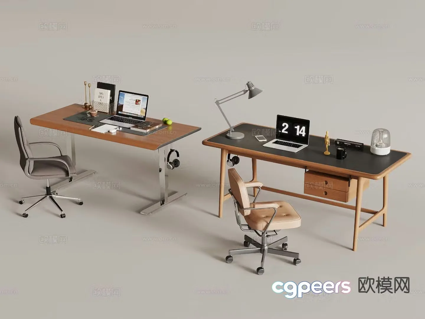 Medieval style writing desk desk chair 3d model