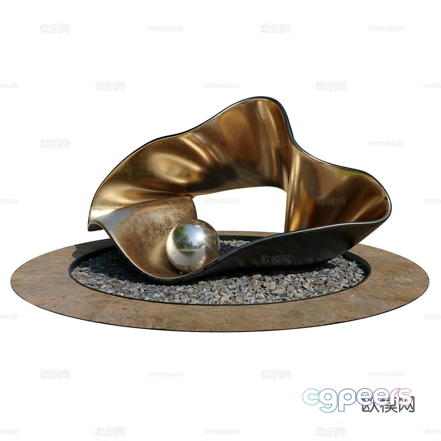 Modern abstract landscape sculpture sketch 3D model
