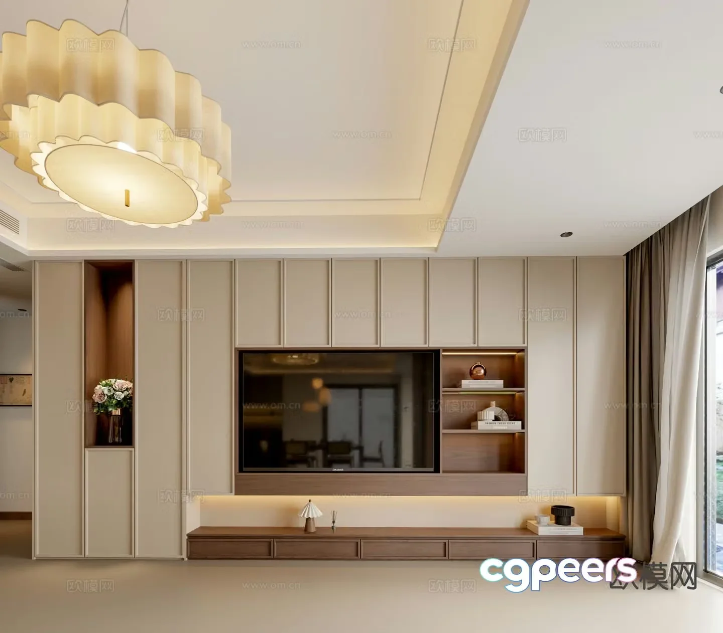 3d model of TV background wall
