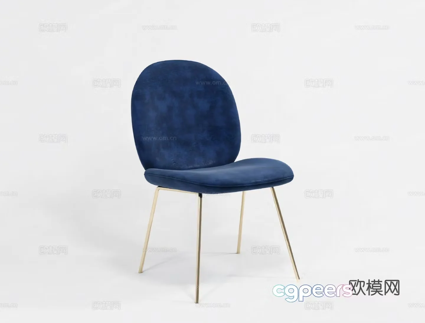 Modern velvet seat dining chair 3d model