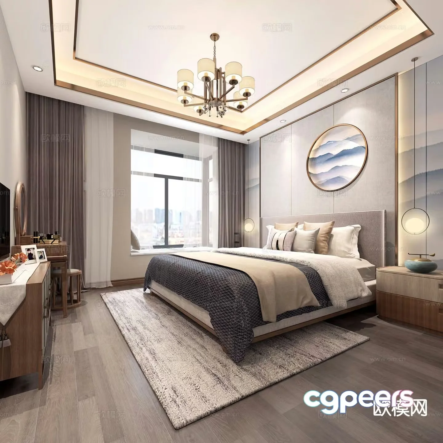 New Chinese style bedroom master bedroom 3d model