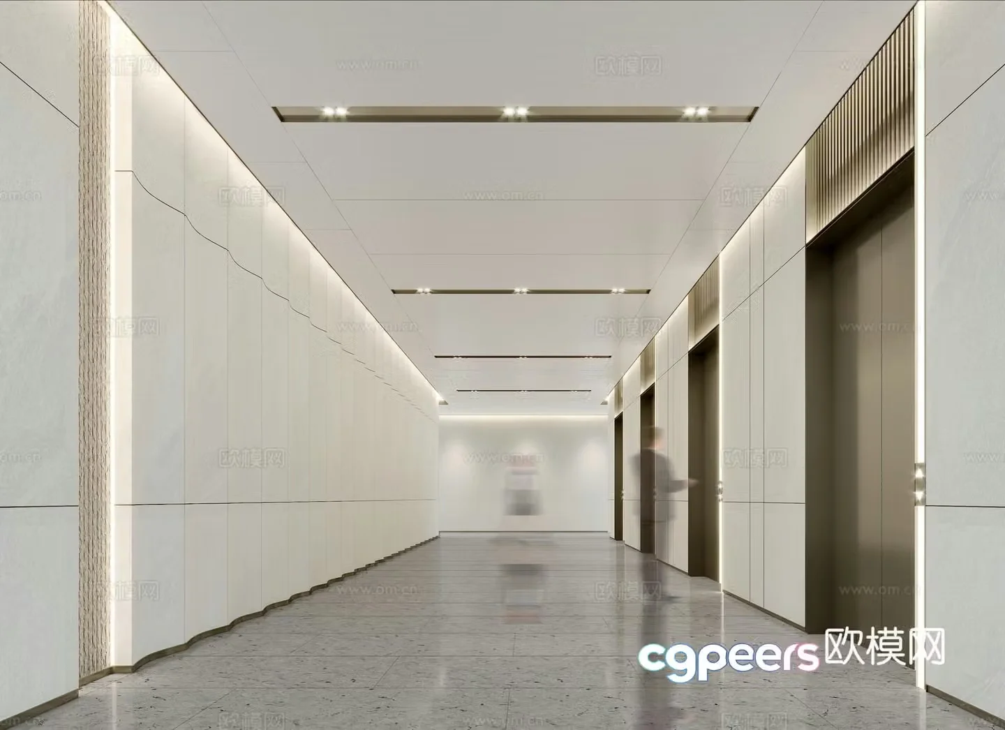 Modern elevator hall 3d model