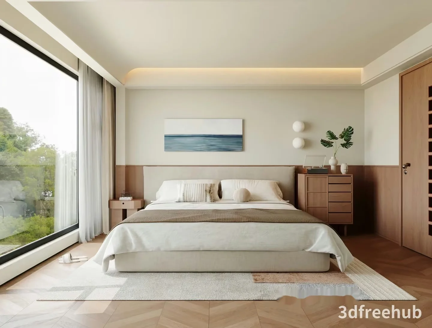 Modern Neutral Bedroom 3D Model – 19413 – VRAY Render