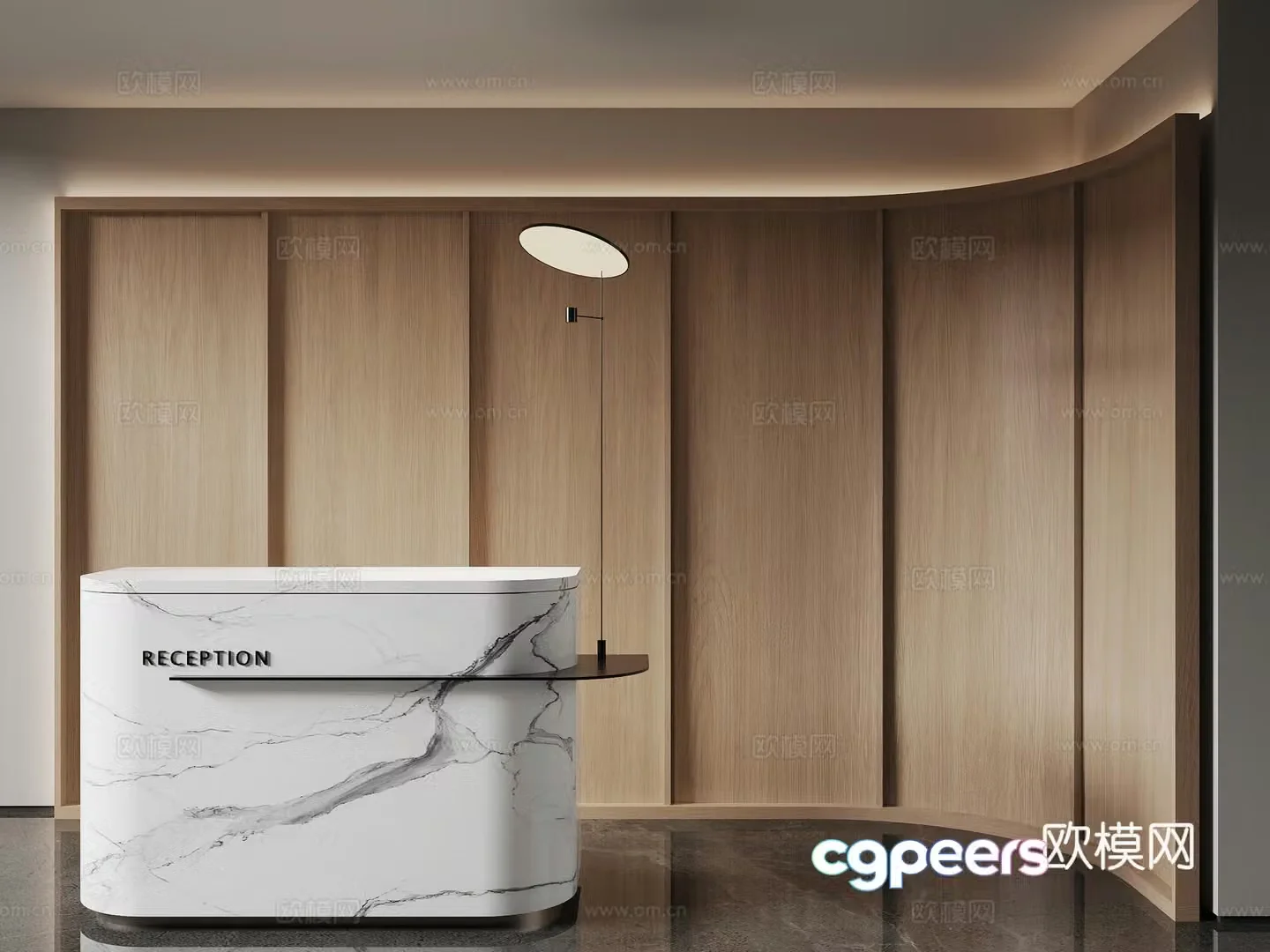 Modern reception platform front desk background wall 3D model