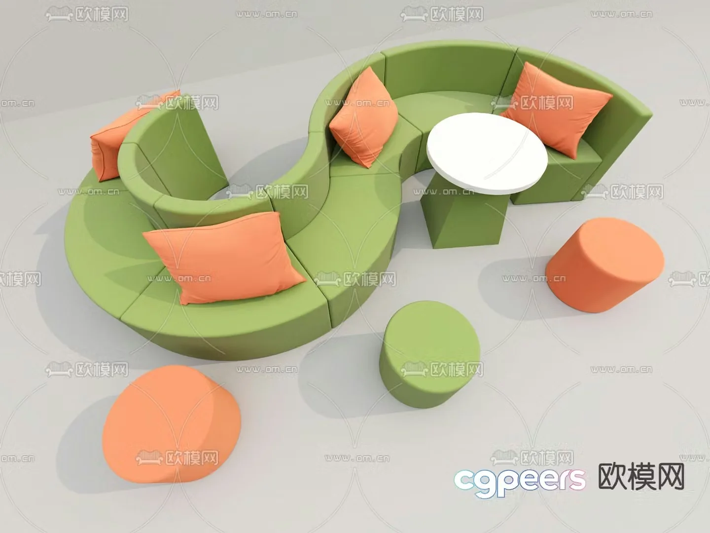 S-shaped lobby sofa special-shaped sofa 3D model