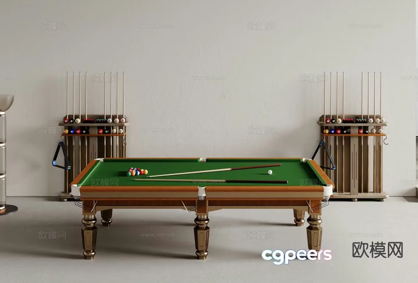 Pool table pool cue 3d model