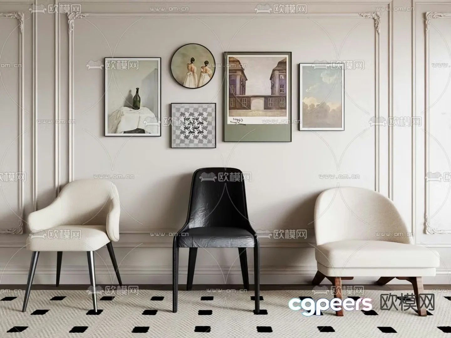 Modern chair dining chair 3d model