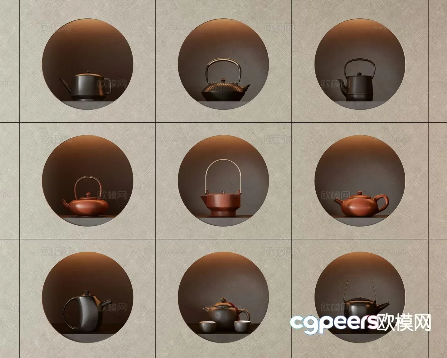 New Chinese tea set teapot teacup 3d model
