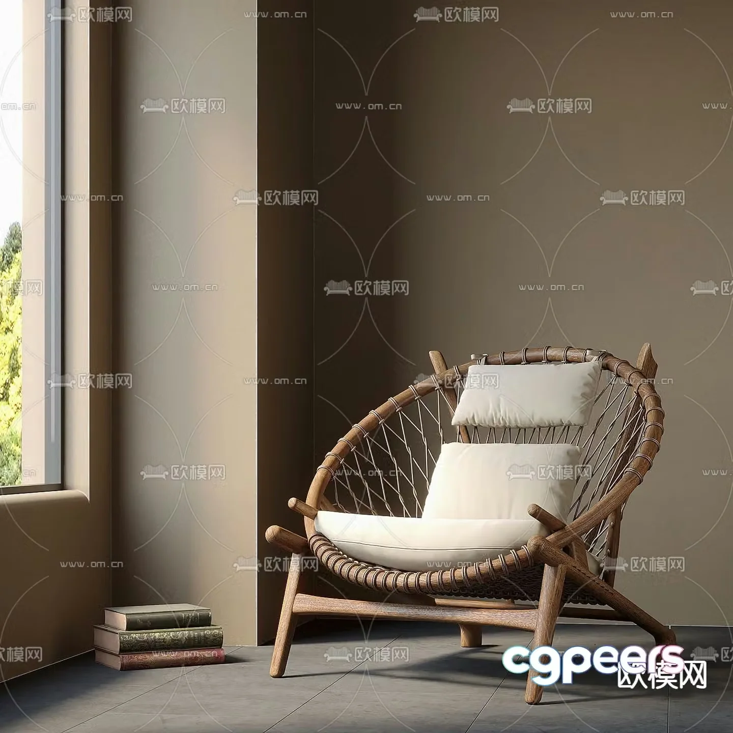 Rattan leisure chair balcony chair lounge chair 3d model