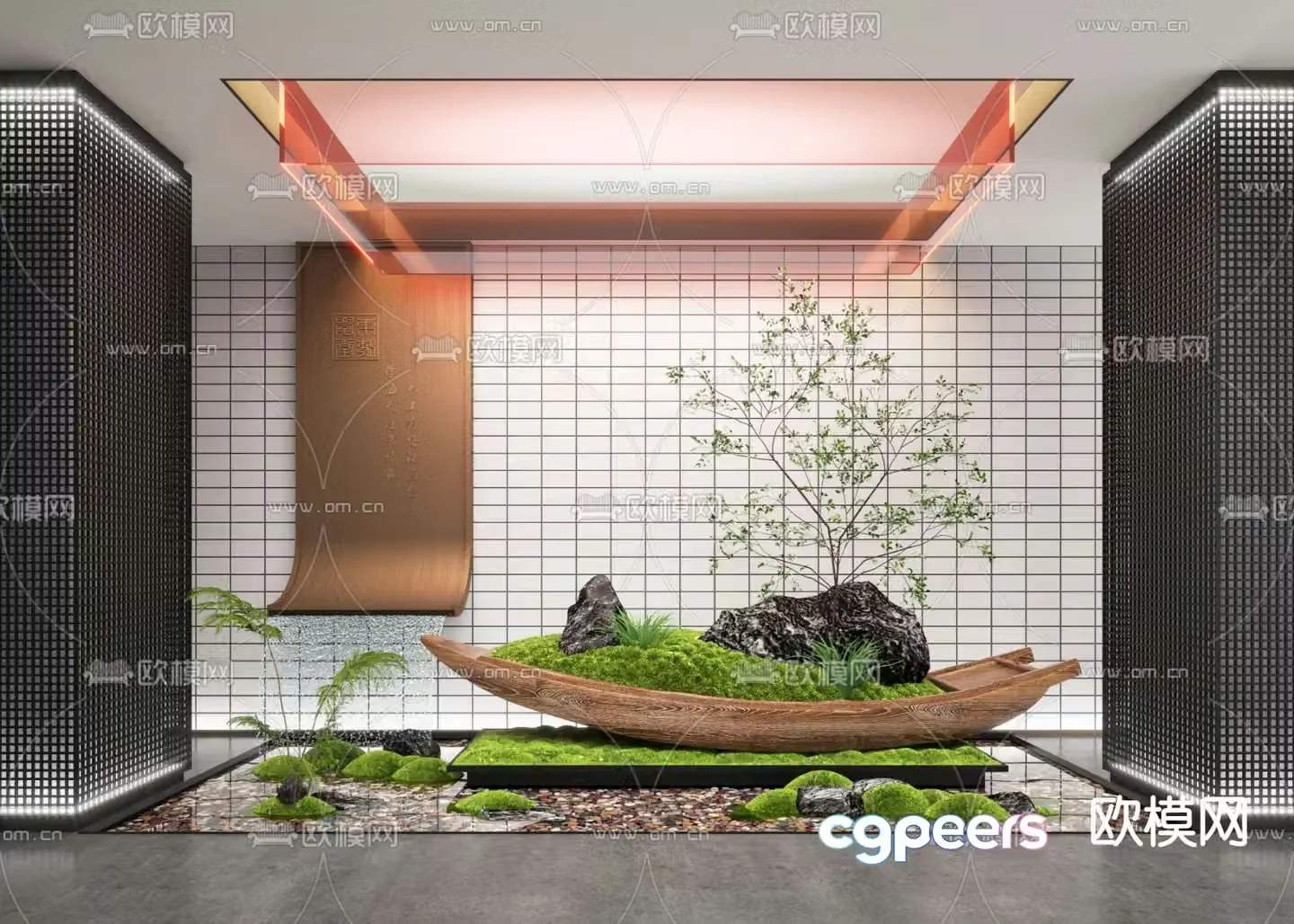 Indoor landscaping waterscape sketch 3d model
