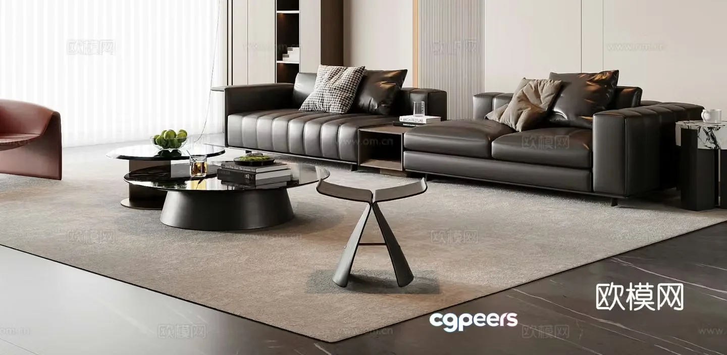 Italian sofa coffee table modular sofa 3d model