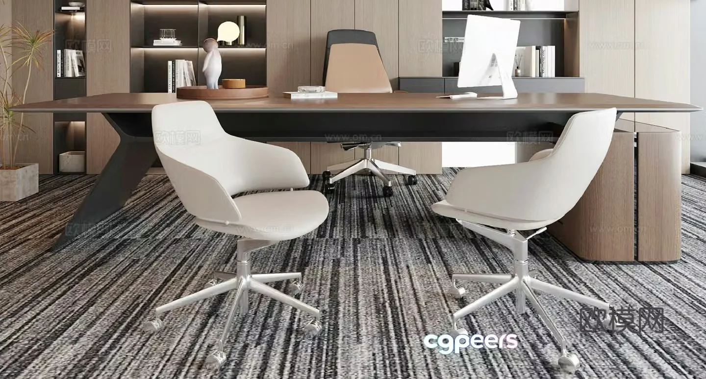 Modern office desk and chair combination 3D model