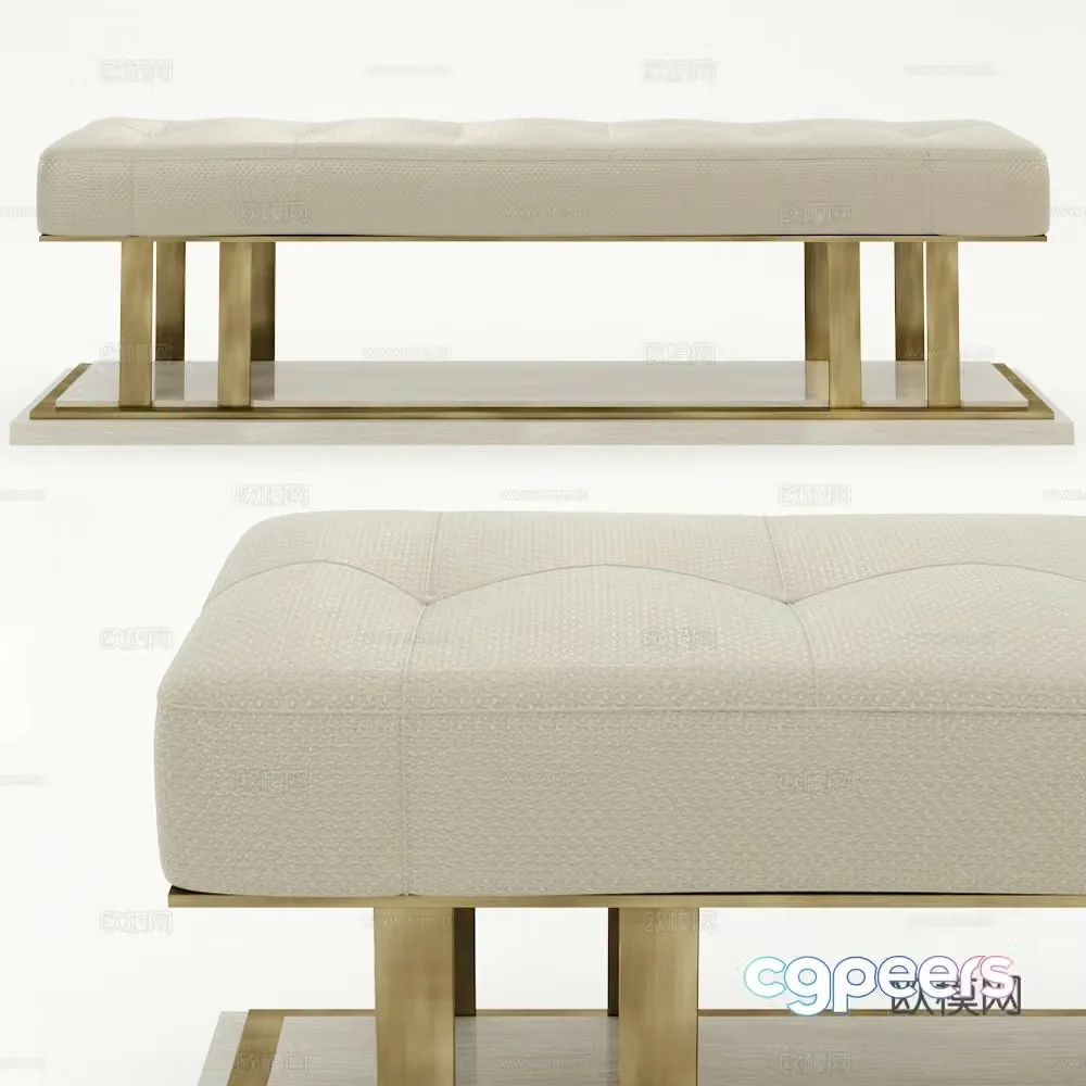 Modern light luxury fabric bench 3D model