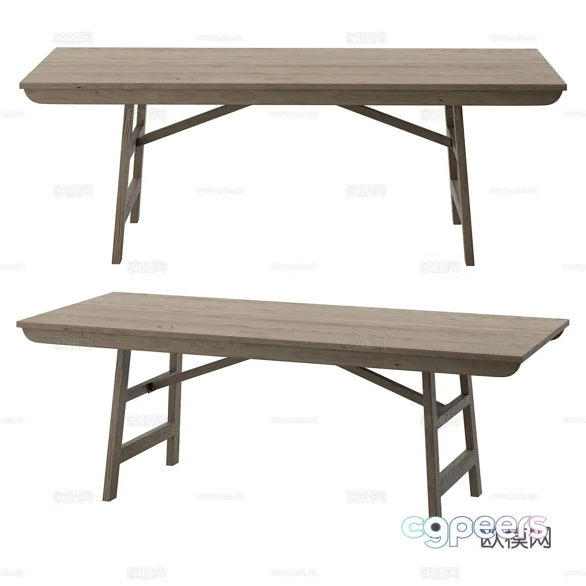 Log dining table 3d model