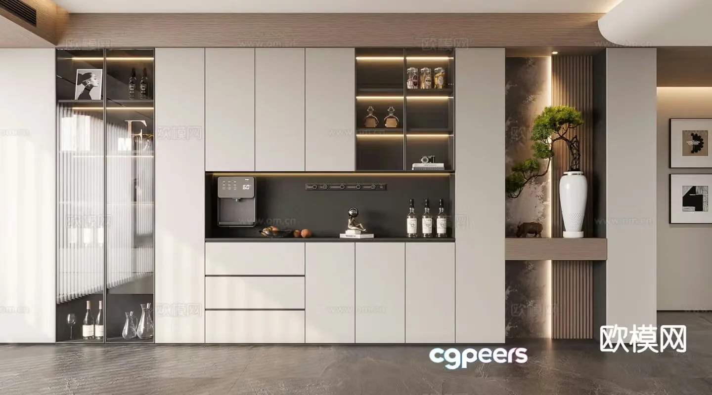 Modern glass wine cabinet 3d model