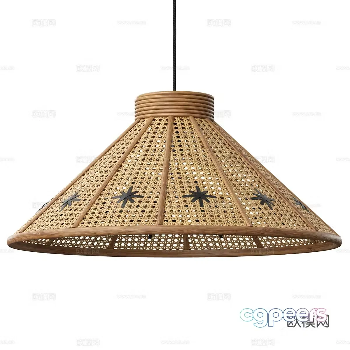 New Chinese Roseandgrey rattan chandelier 3D model