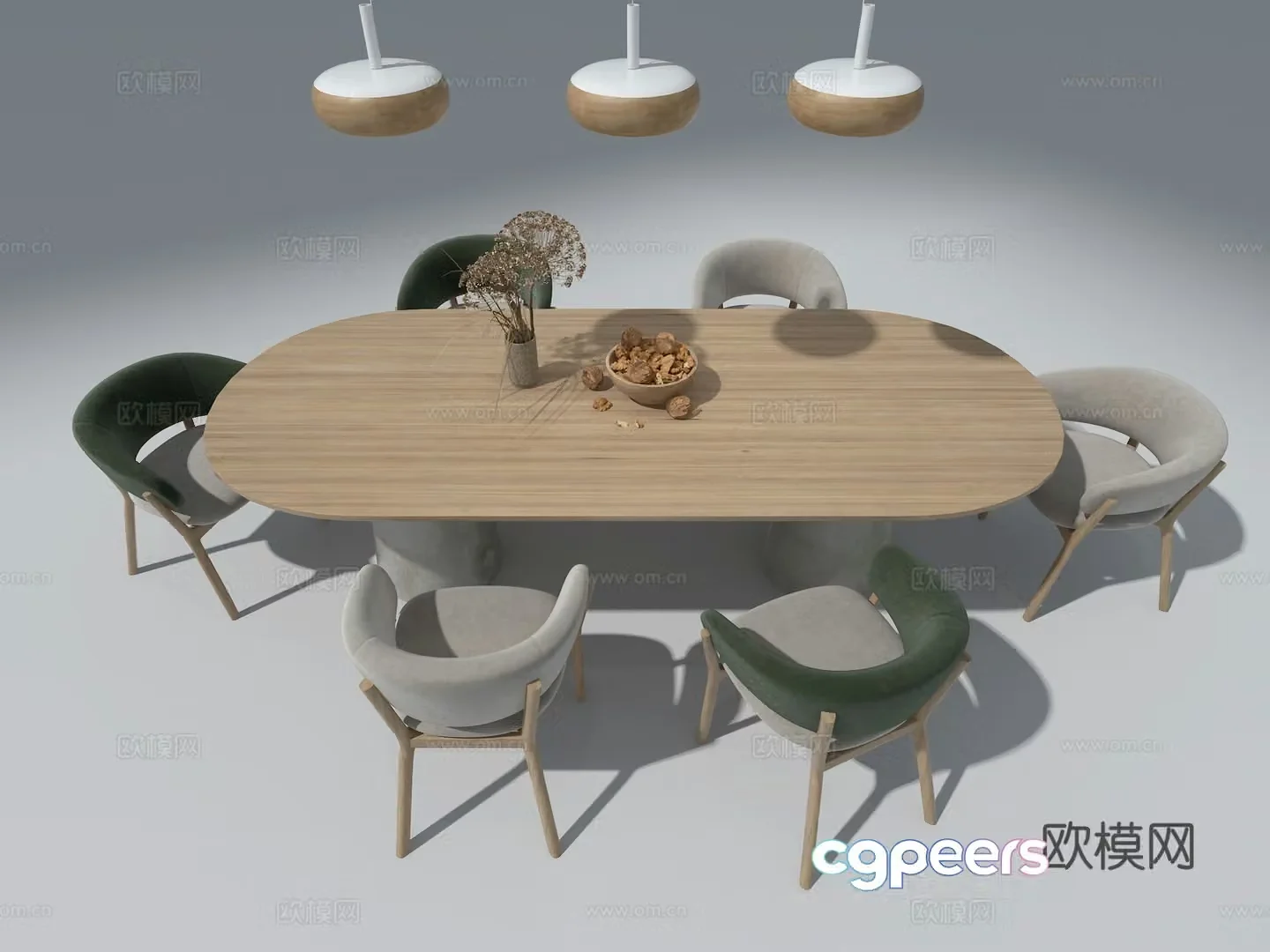 Log dining table and chair 3d model