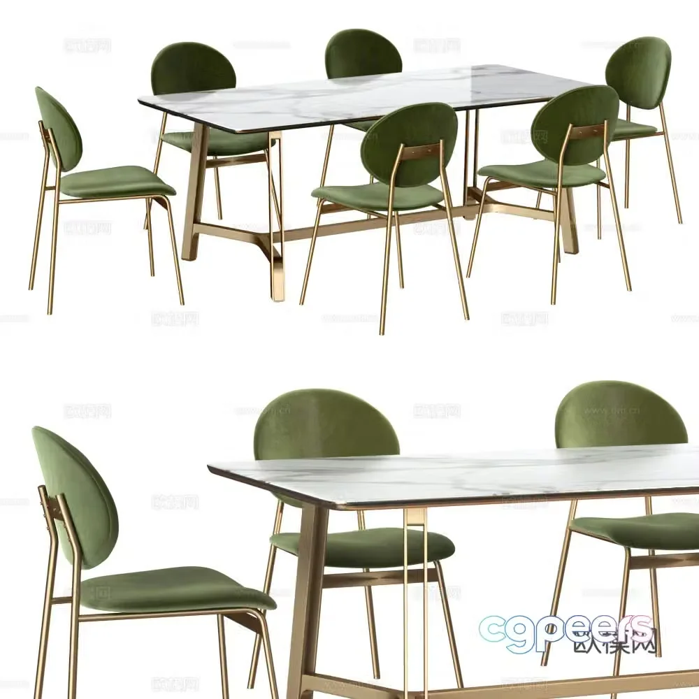Light luxury dining table and chair dining table and chair combination 3D model