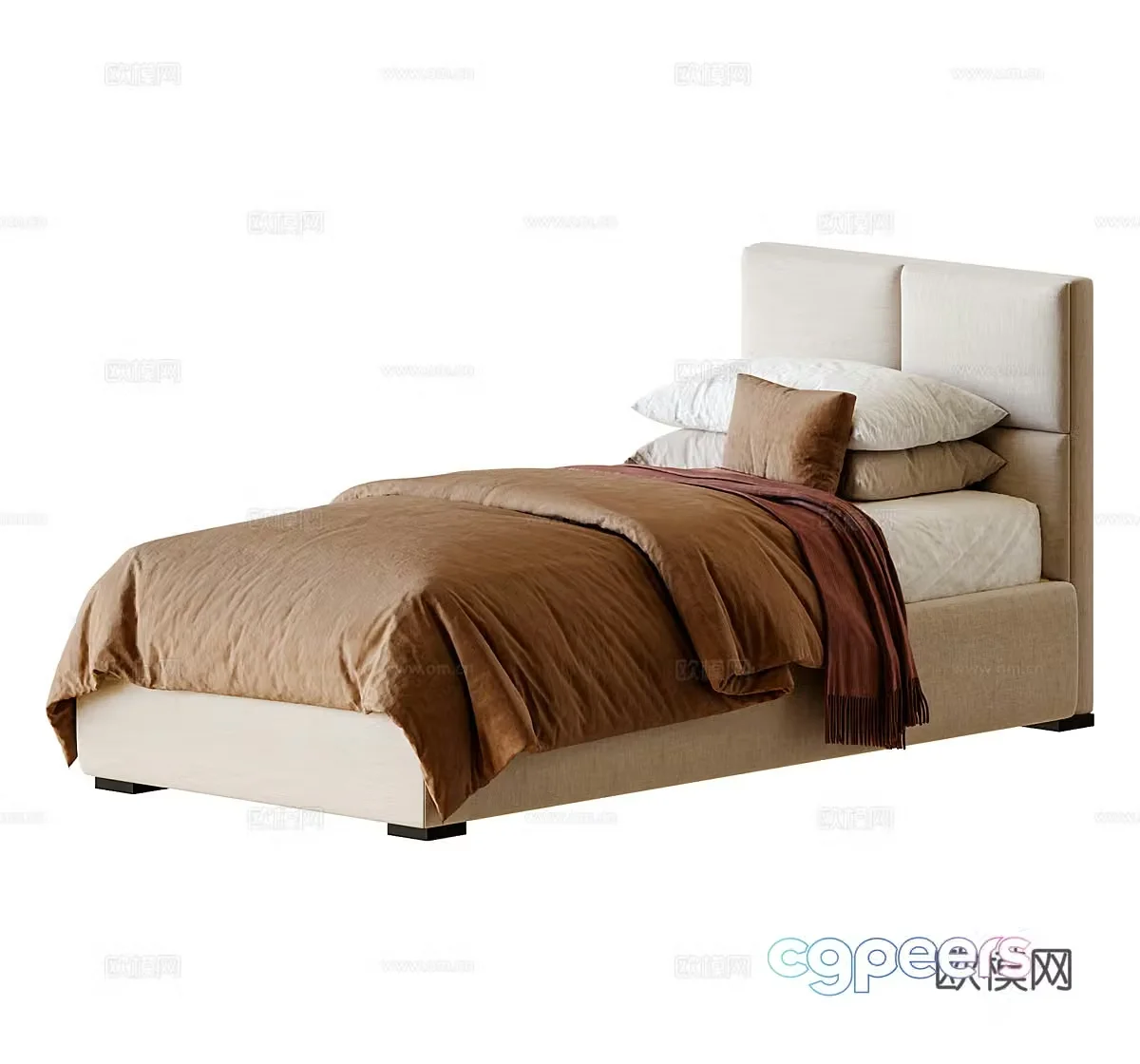 Fabric single bed Fabric sofa bed Fabric children’s bed Kids bed Floor bed Hotel single 3D model