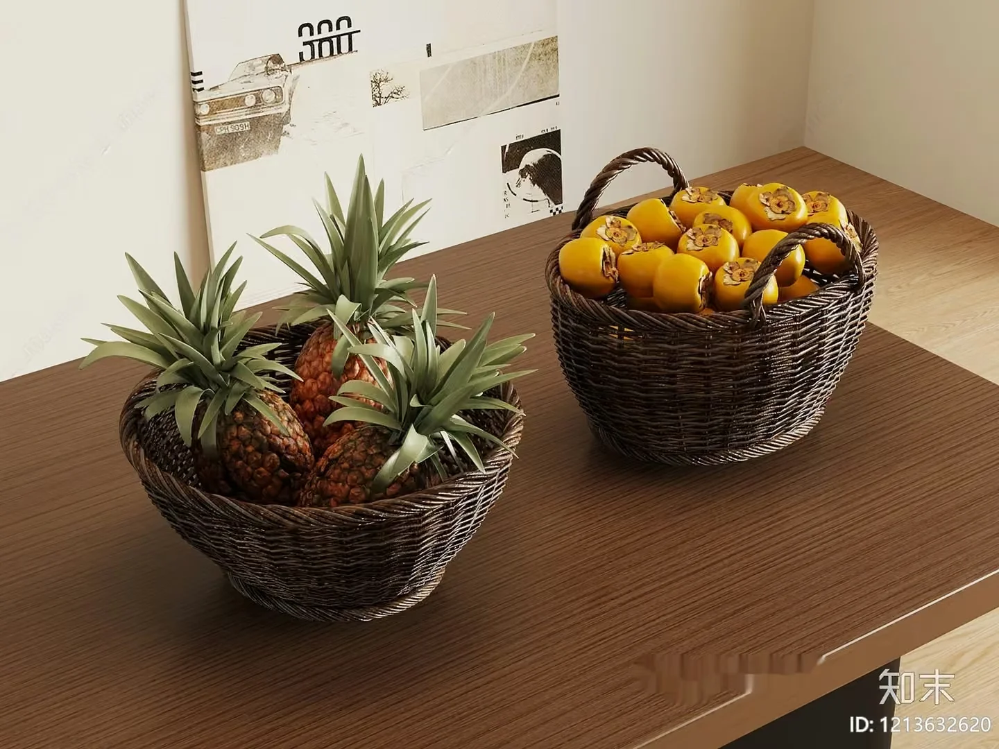 Wooden Fruit Baskets 3D Model – 14767 – VRAY Render