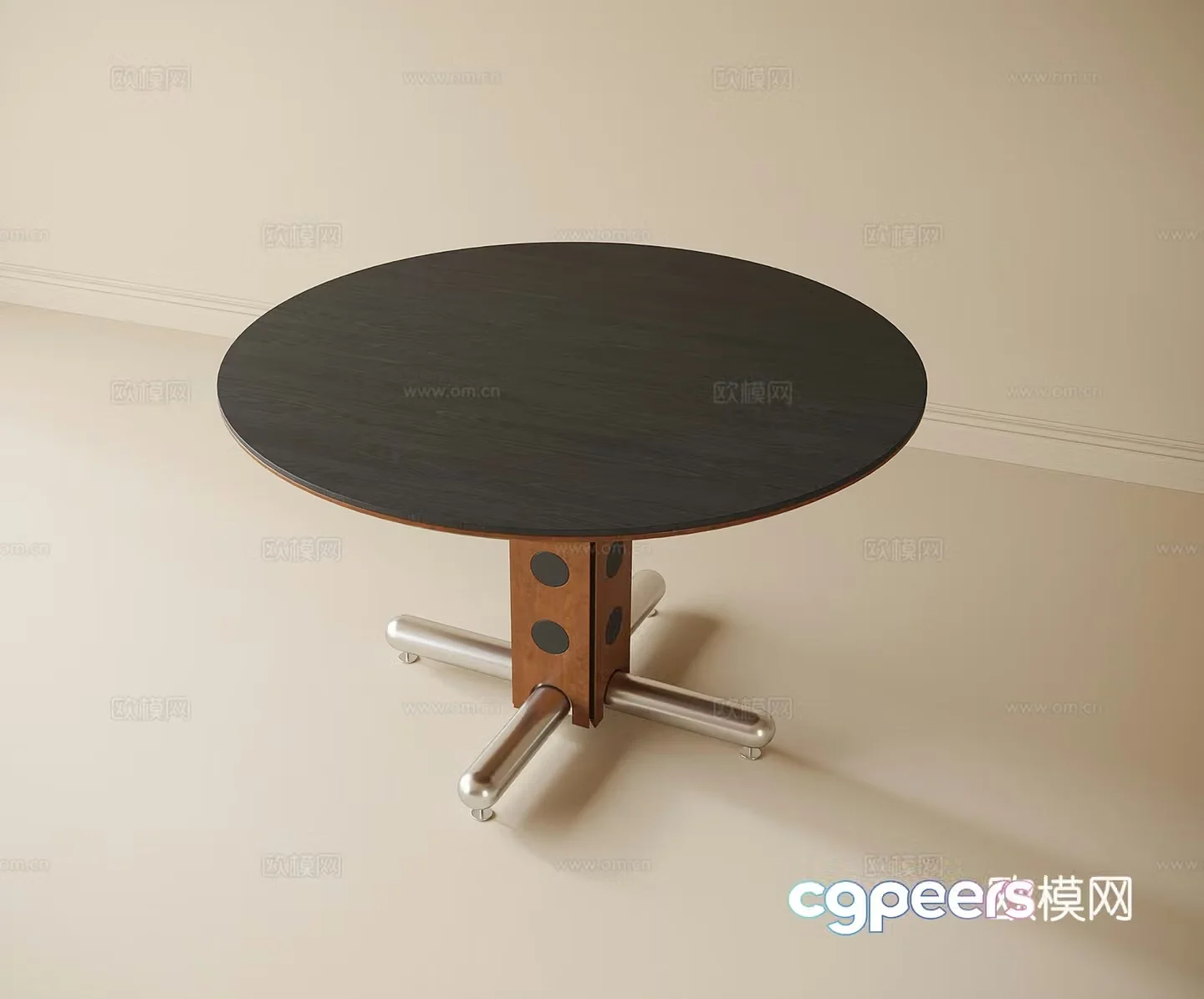 French round dining table 3d model