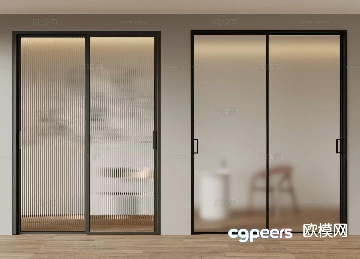 Modern Changhong glass door sliding door oil sand glass door sliding door 3d model