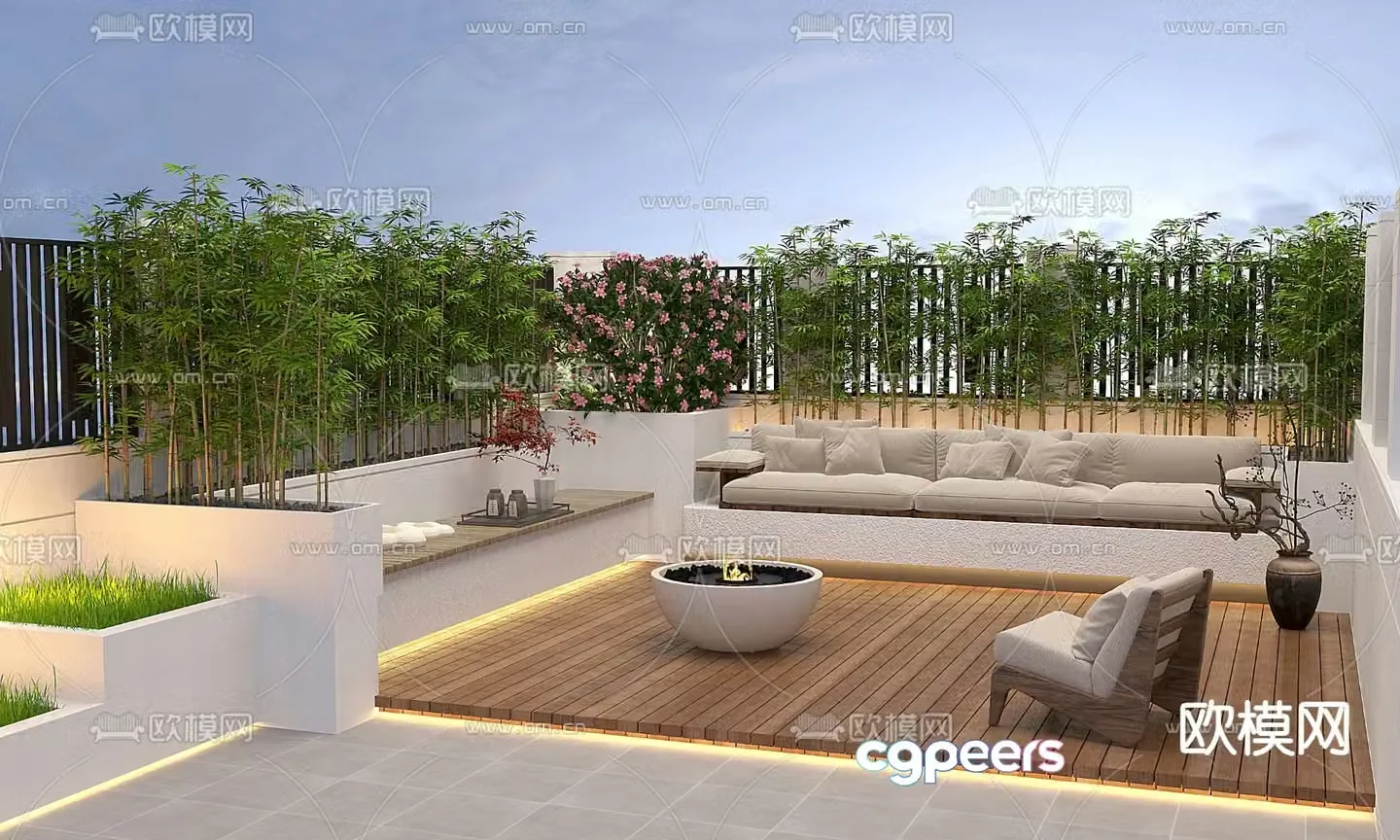 Roof garden rooftop balcony 3d model