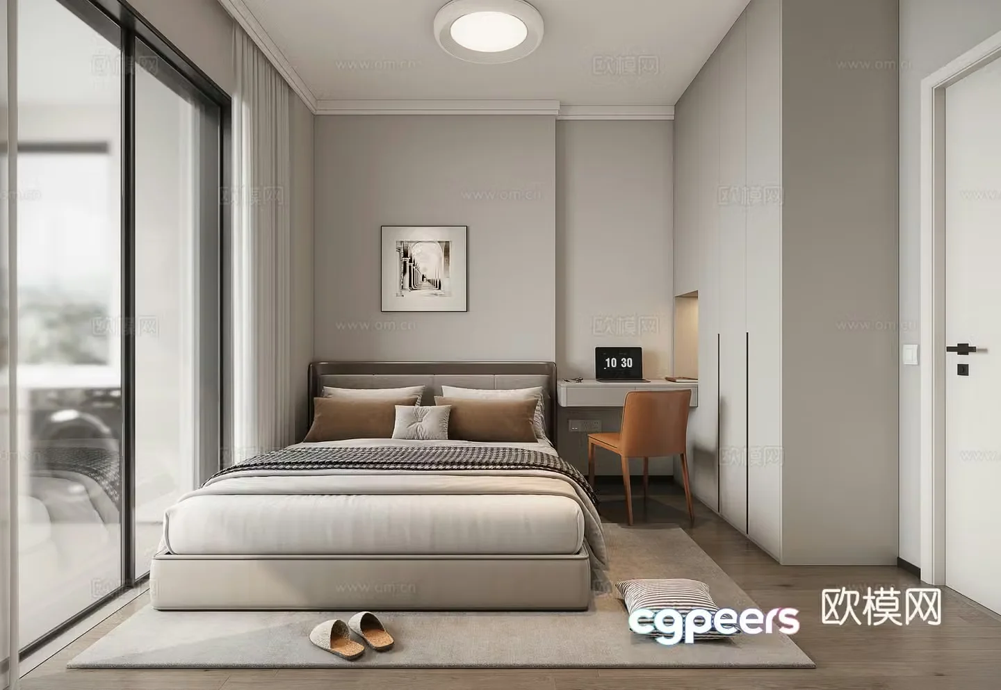 Modern minimalist bedroom second bedroom 3D model