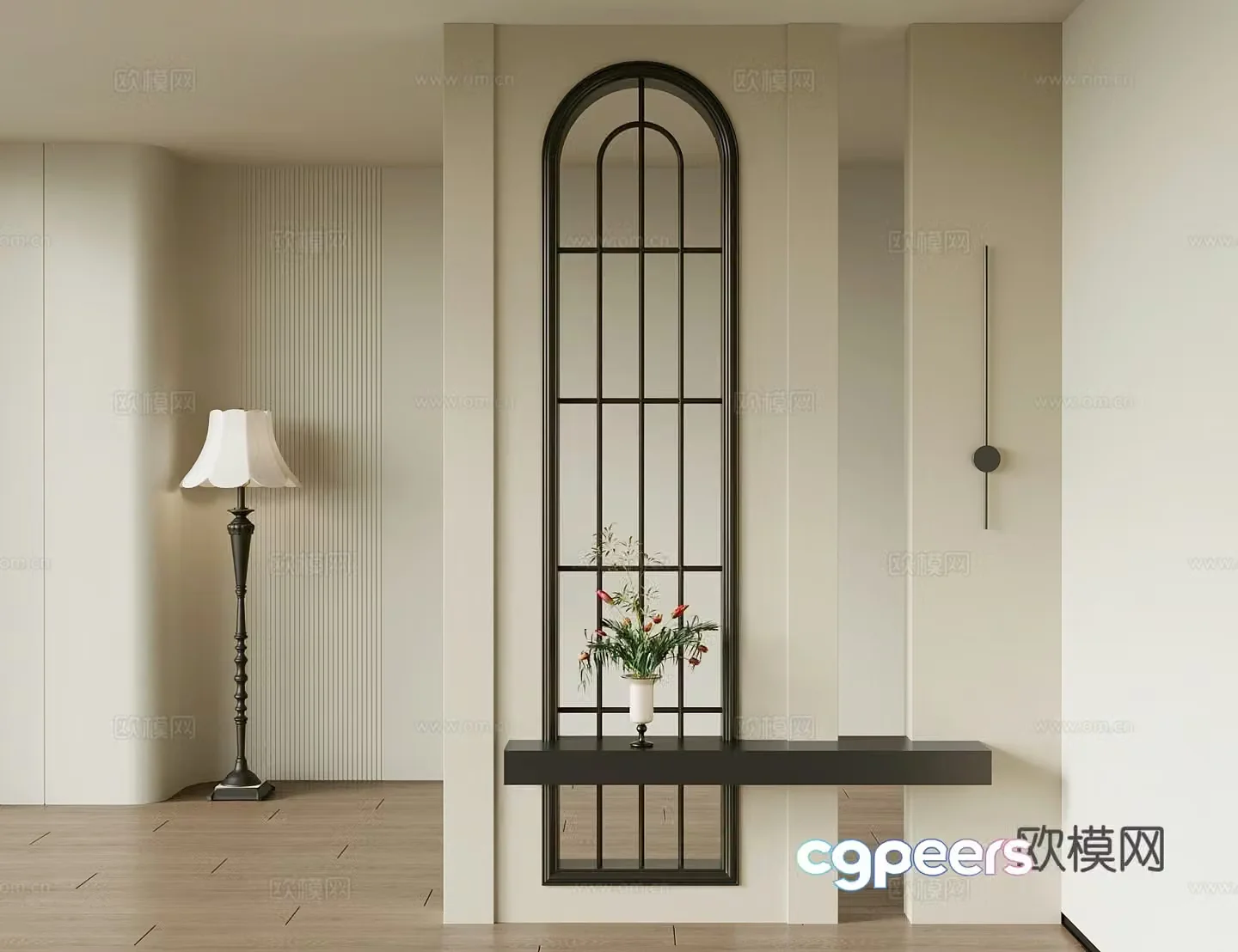 French partition floor lamp 3d model