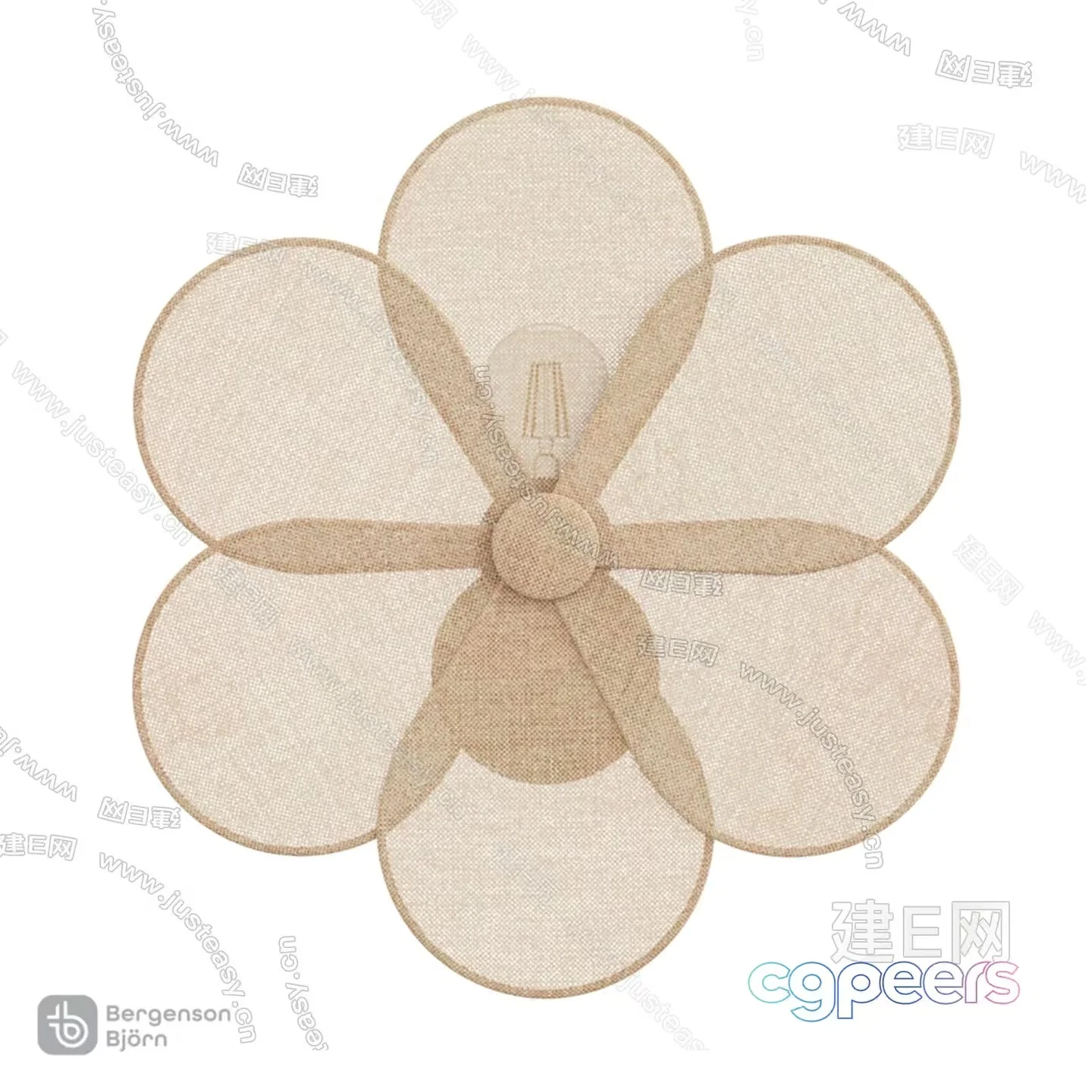 A Beige Flower-Shaped Light Fixture 3D Model – 2565 – VRAY Render