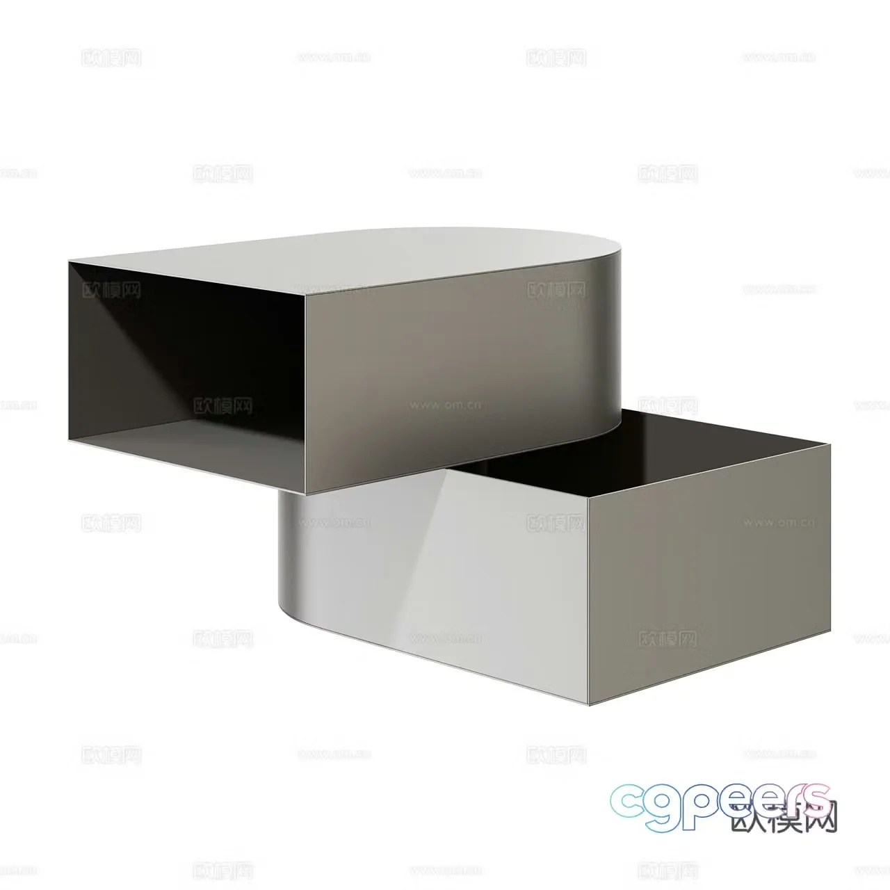 Bolzan Minimalist Bedside Table Side Table Metal Bedside Table Stainless Steel 3D Model