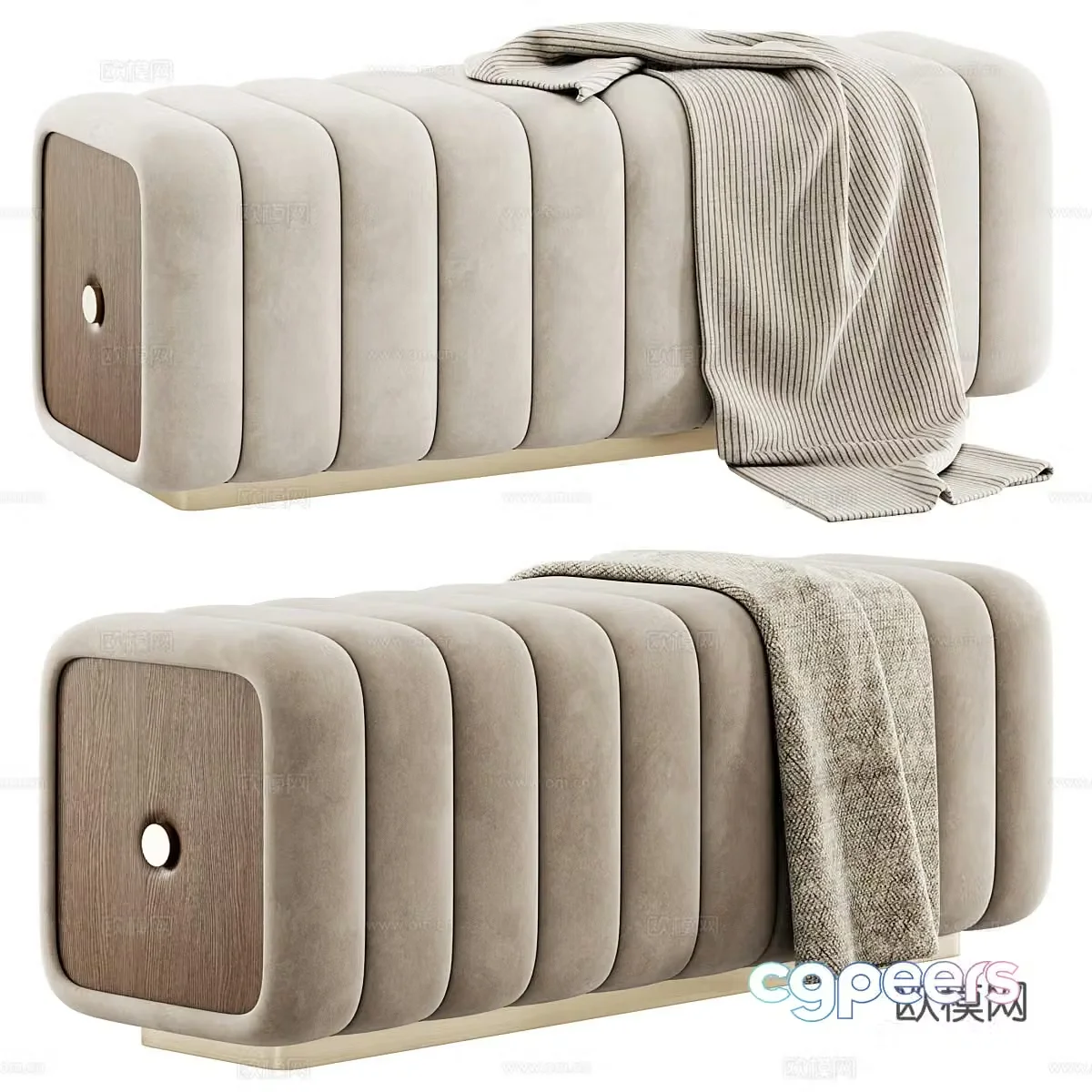 Modern light luxury Minelli sofa stool 3D model