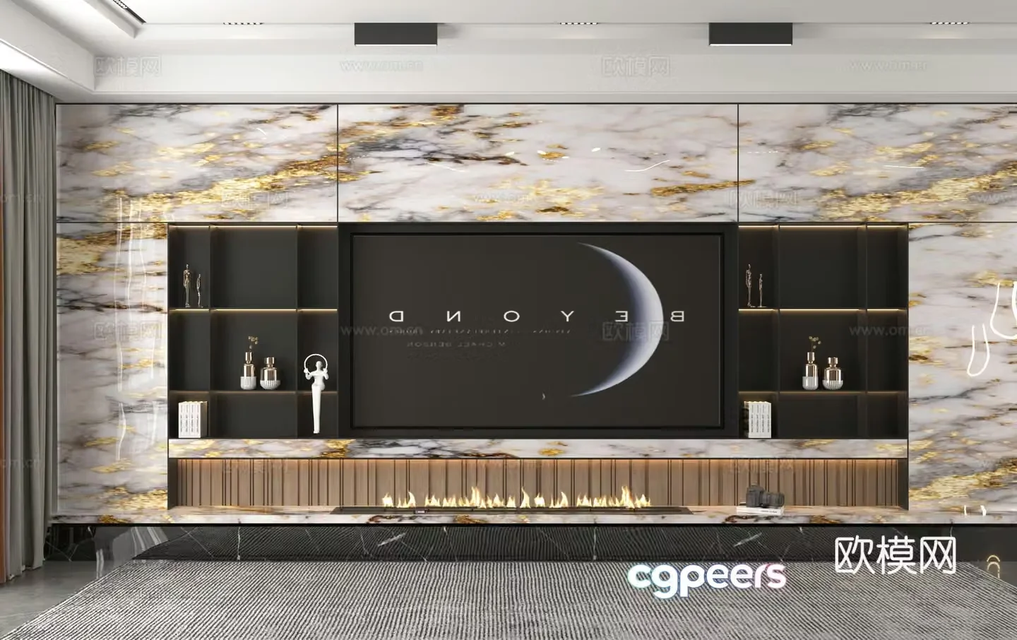 3d model of TV background wall