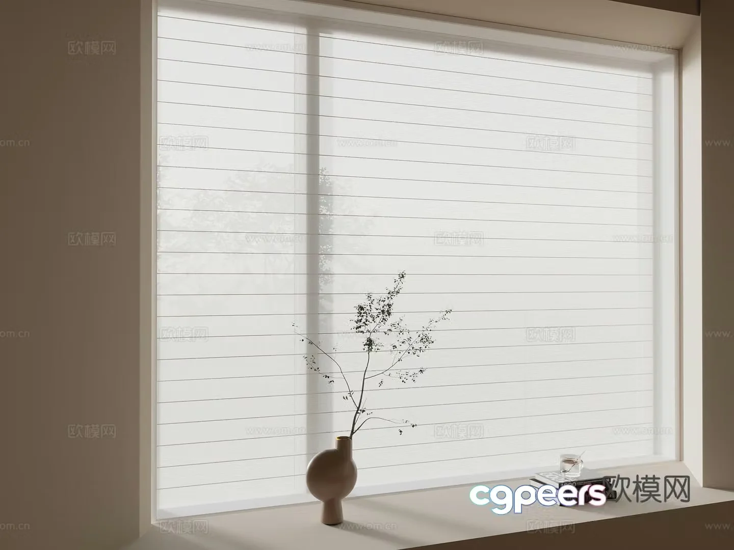 Modern curtains pull curtains roller blinds 3D model