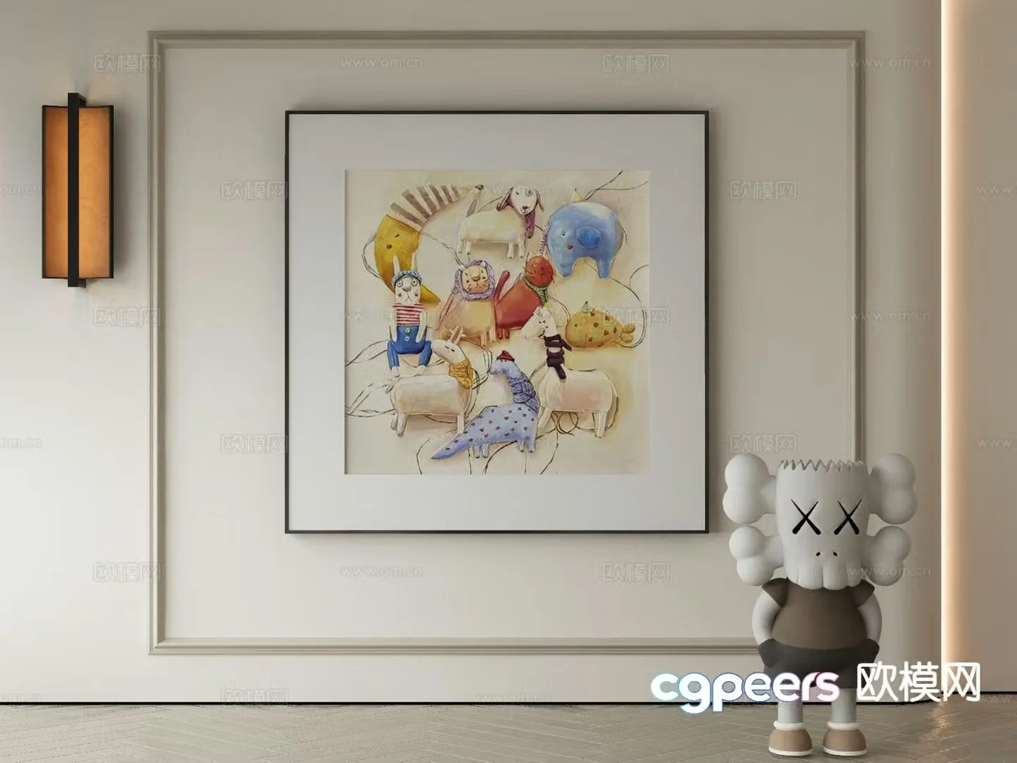 Modern decorative painting hand painting cartoon painting 3d model