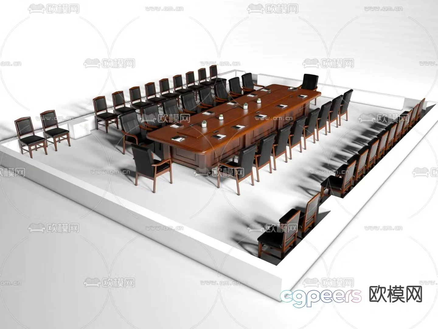 New Chinese style party building conference table and chair combination 3D model