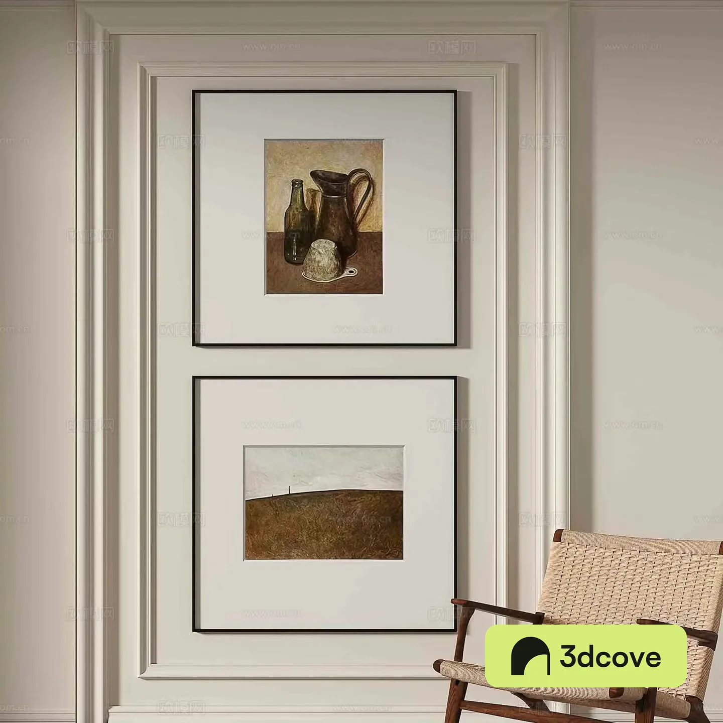 Simple European decorative painting retro painting hanging painting 3D model