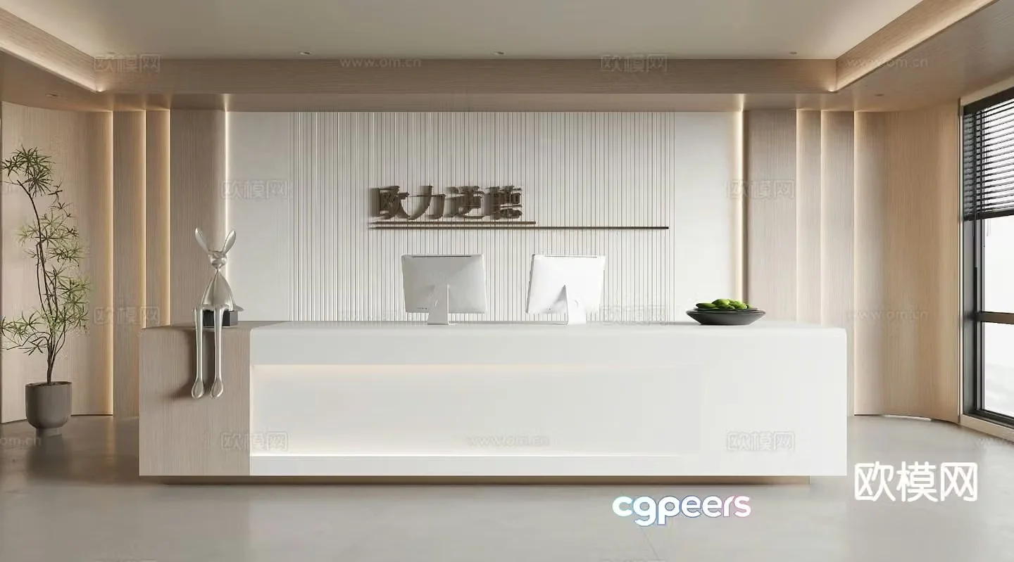 Modern front desk reception desk 3d model