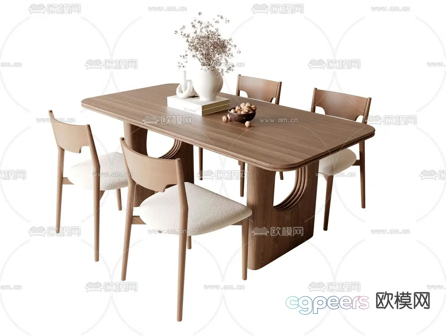Medieval style dining table and chairs 3D model of restaurant table and chairs