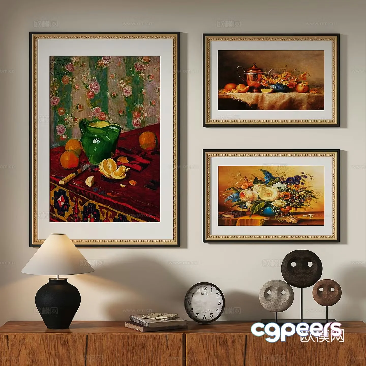 European classical French retro oil painting decorative painting 3d model
