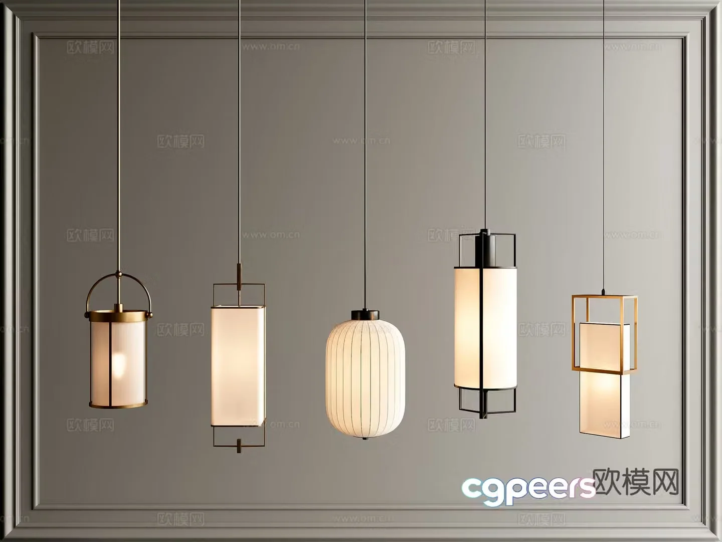 New Chinese style bedside chandelier 3d model