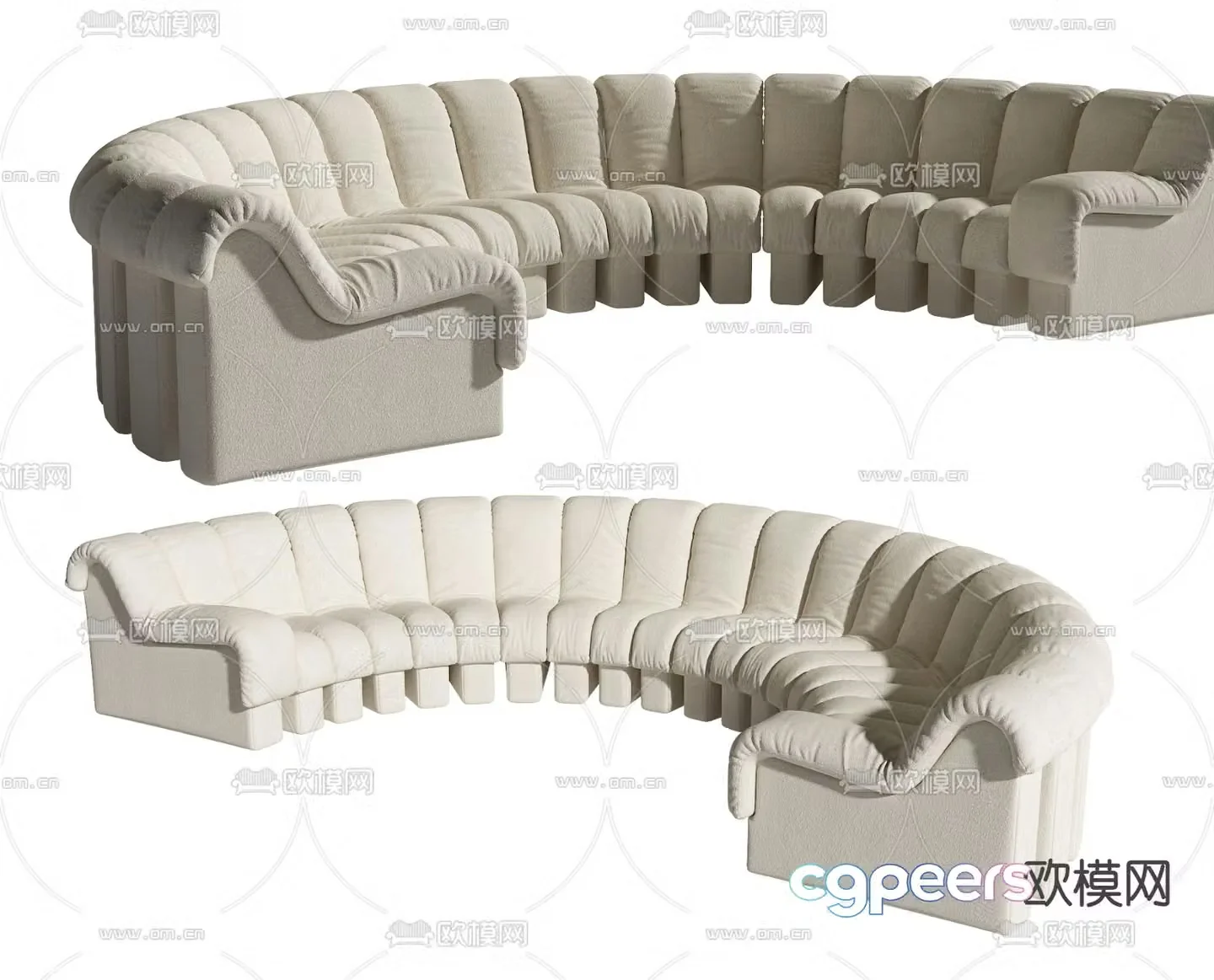 Modern curved sofa multi-person sofa 3d model