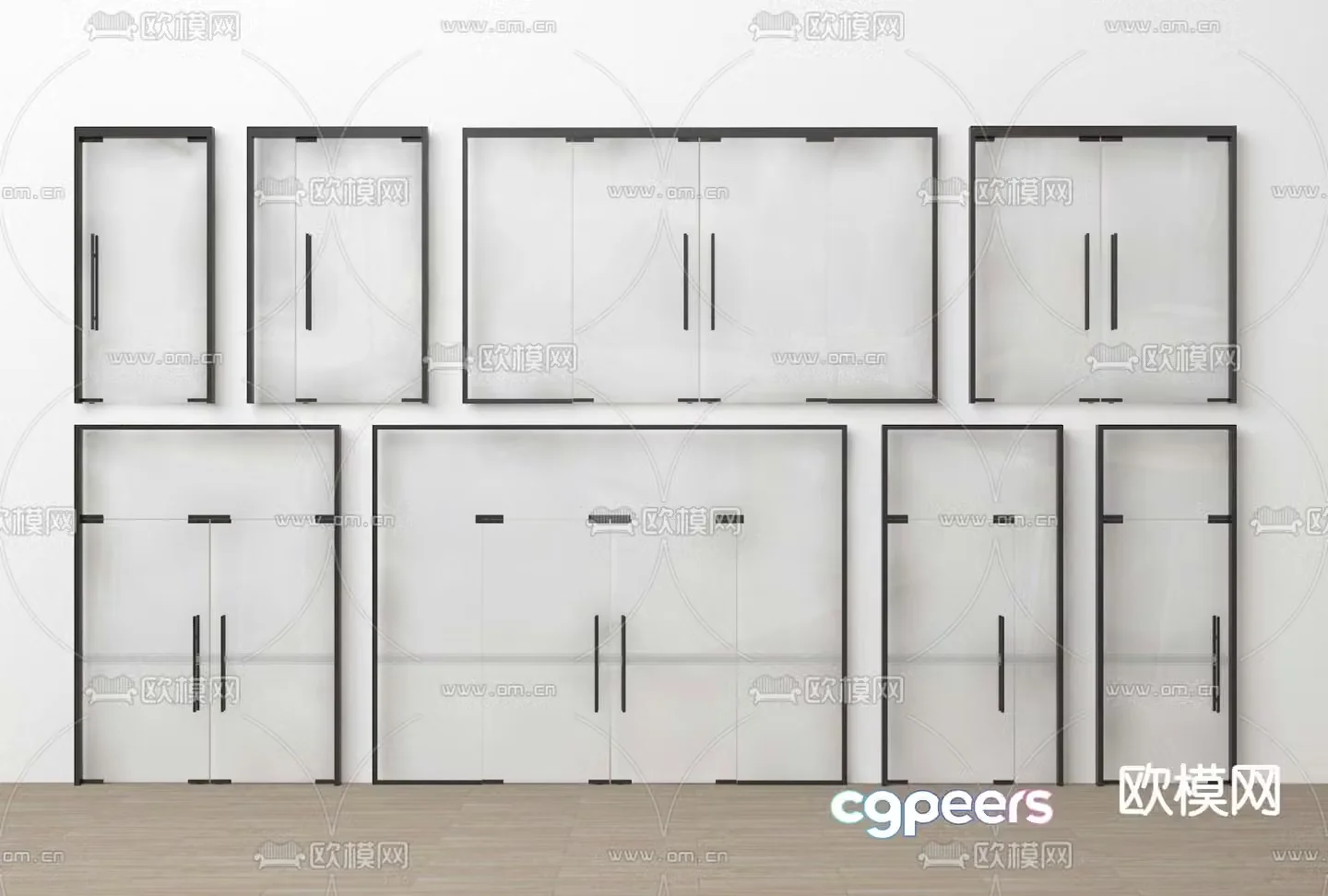 Office glass door shop door 3d model